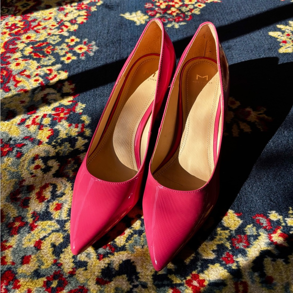 Marc Fisher hot pink suede block heel pumps